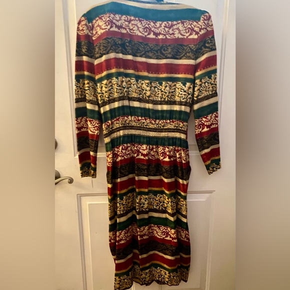 Vintage Positive Attitude 100% rayon buttoned dress pockets ruching back waist. - Picture 3 of 6